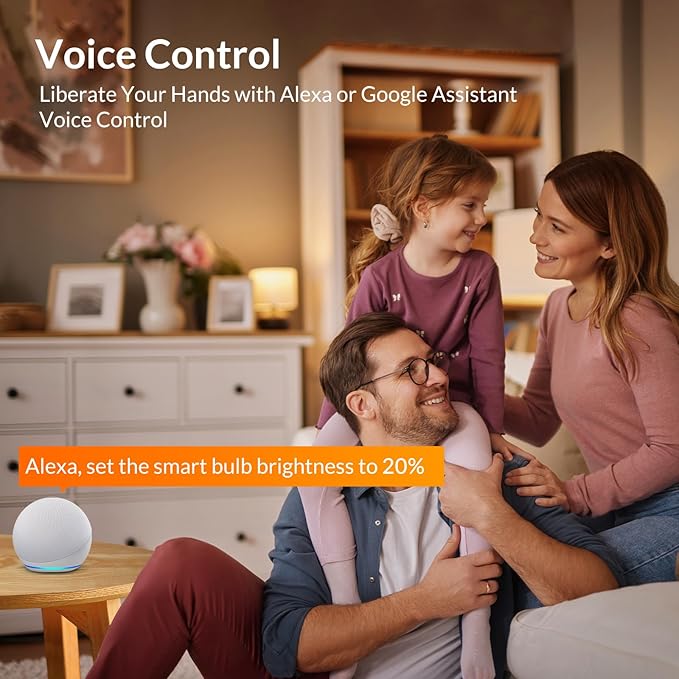 LEPOWER-TEC Smart Light Bulbs, Soft White Light Bulb, Compatible with Alexa/Google Assistant Only, Dimmable 900 Lumens LED Light Bulb, 8.5W (60W Equivalent), A19, WiFi 2.4Ghz, No Hub Required, 1 Pack