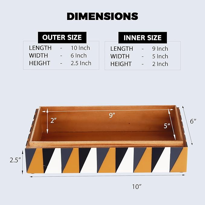 Handicrafts Home Decorative Storage Box with Lid, Decorative Remote Holder Box, Coffee Table Storage Box for Living Room, Console Table & Shelf Decor, Puzzle Guild 10 x 6 x 2.5 (Multicolor Box)