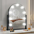 Arched Makeup Vanity Mirror with Lights 14.17"x 11.81" LED Makeup Mirror Detachable 10X Magnification, Hollywood Make Up Mirror with Lighting, Smart Touch, Rechargeable,360° Rotation,(Black)