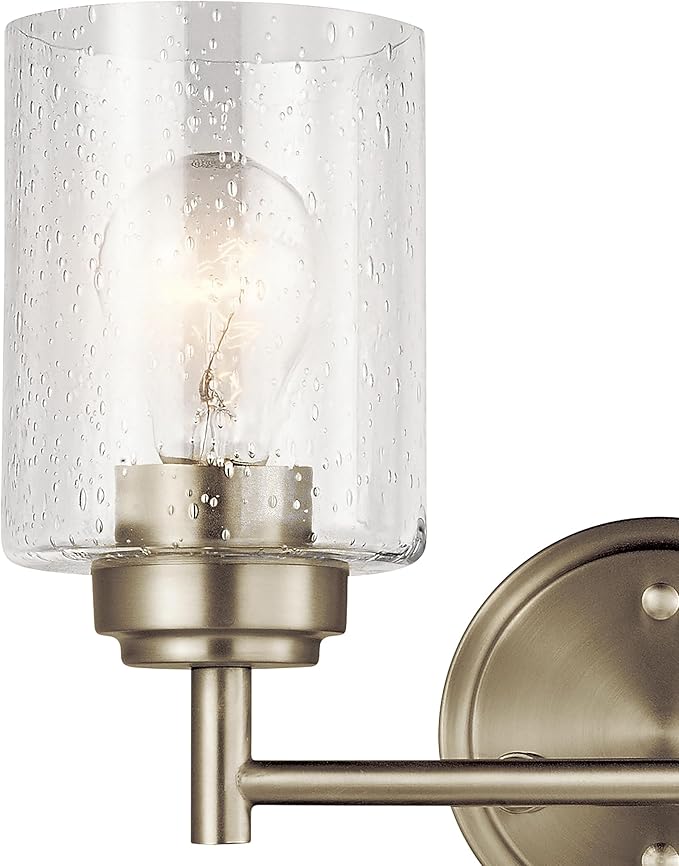 Kichler Winslow 12.75" Vanity Light in Brushed Nickel, 2-Light Transitional Bathroom Light with Clear Seeded Glass. (12.75" W x 9.25" H), 45885NI