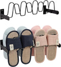 Lavezee Wall Mounted Shoe Rack Organizer 8 Pairs Sandals Slippers, Set of 2 Black Metal Shoe Storage Holder for Wall, Entryway, Bathroom