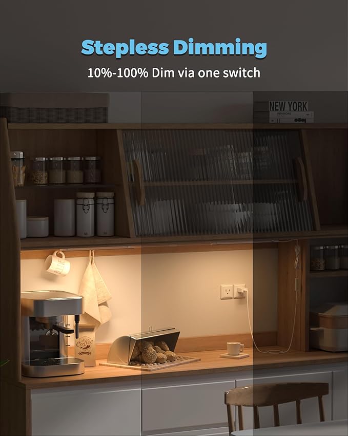 ASOKO HOME Dimmable USB Under Cabinet Lights - 3 Pack 12" Linkable LED Strips, 2700K Warm White for Kitchen, Desk, Workbench