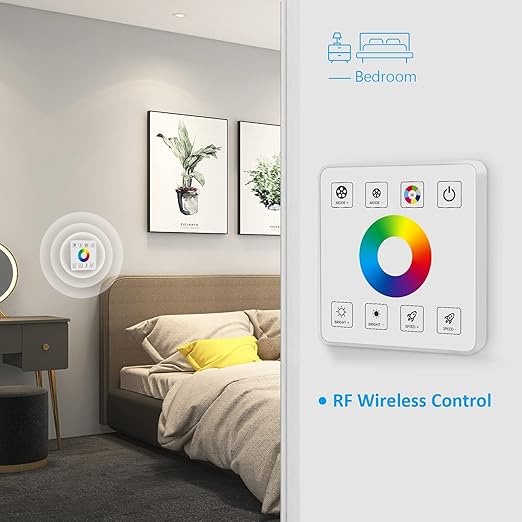RGBZONE RGB LED Controller, RF Wireless Remote Control, Dimmable LED Wall Controller for DC5V/12V/24V 30A 5050 3528 5630 Light Strips