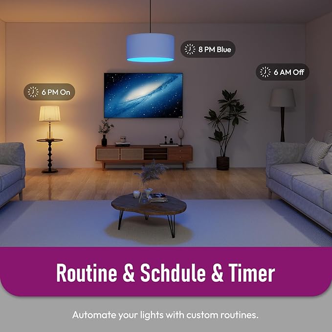 Alexa Light Bulbs, Smart Light Bulbs RGBCW Color Changing, A19 E26 Bluetooth Light Bulb Directly Compatible with Alexa/Smart Life, No WiFi Required, 9W 800LM 60W Equivalent, 6 Pack