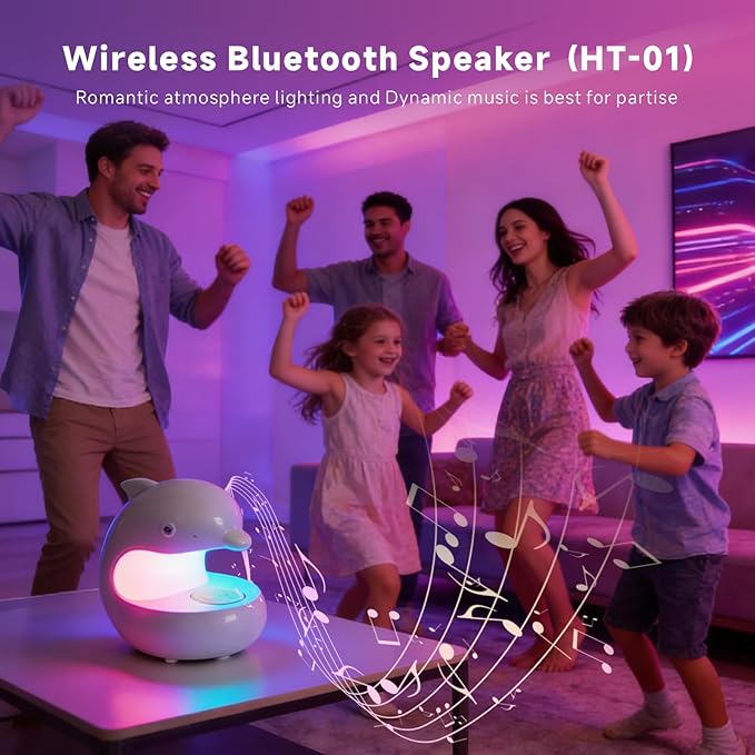 Smart LED Night Light with Bluetooth Speaker, Rechargeable Table Lamp with 15W Wireless Charging | 4 Lighting Modes | Timing | Dimmable Atmosphere Lamp for Bedroom, Home Decor, Party, Office