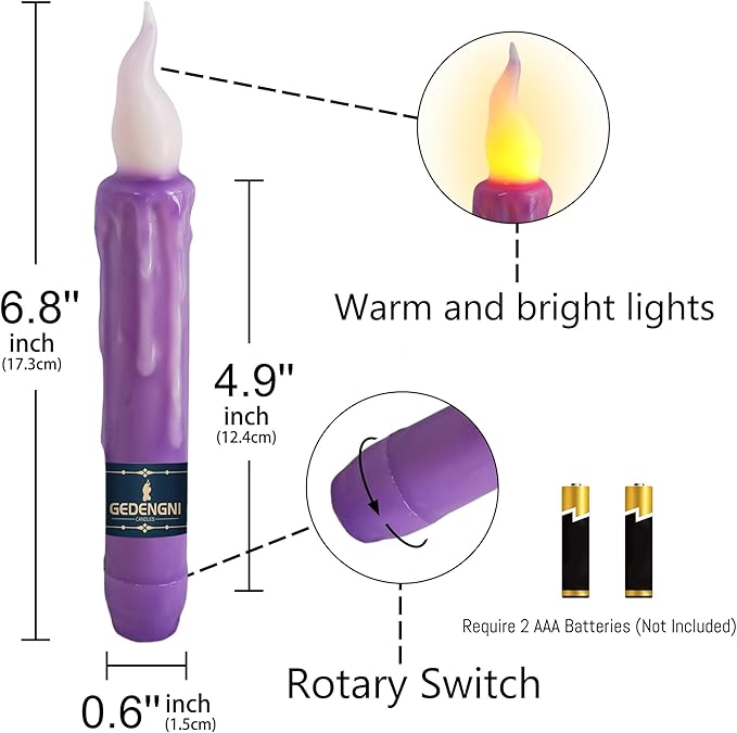 Flameless LED Taper Candles with Remote - 6" Battery Operated Taper Candlesticks, Flickering Dripless Window Candles for Mother’Day Wedding Centerpiece Home Decor & Party,4 Pack
