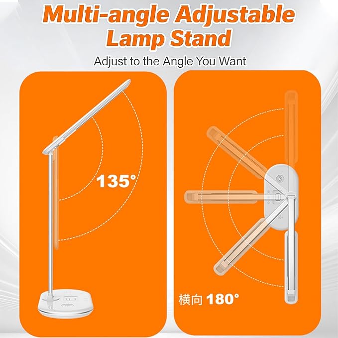 3-in-1 Wireless Charging Desk Lamp,15W Qi Fast Charger for Phone/Watch/Earbuds,Adjustable LED Light with 3 Colors & Stepless Dimming,Flexible Gooseneck,Touch Panel,HYT2096 Black.