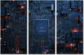 Blue Neon Computer Motherboard Art Work for Home Wall Chip Posters & Prints Painting Pictures Canvas Artwork Home Decorations for Living Room Bedroom Giclee Framed Ready to Hang 60"Wx40"H