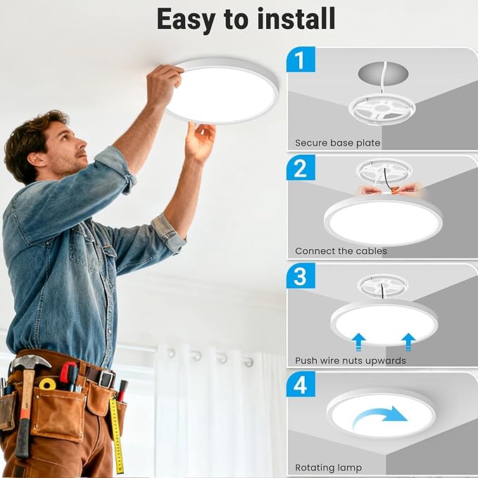 2 Pack LED Flush Mount Ceiling Light,9Inch 18W,3000K/3500K/4000K/5000K/6500K 5 Color Temperatures Ceiling Light Fixture for Kitchen Porch Hallway Bedroom Bathroom and Closet,White