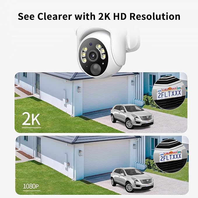 SEHMUA 2K Solar Security Cameras Wireless Outdoor, 4PCS 360° View Pan/Tilt WiFi Security Camera Outside with Color Night Vision （4 Pack）