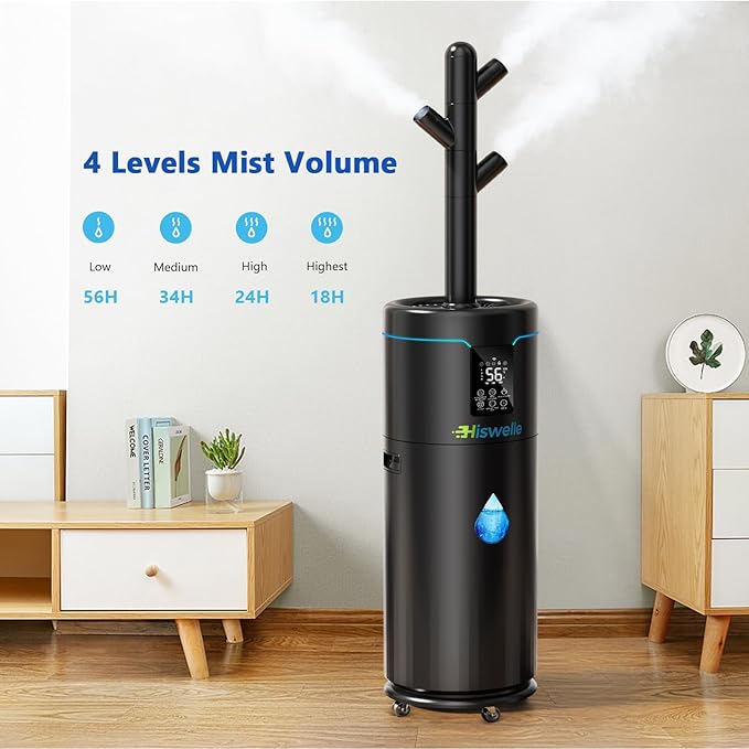 Large Humidifiers for Bedroom, 4.5 Gal Cool Mist Humidifier for Large Room Whole House with Remote Control, 800mL/h Output, 48H Runtime, Auto Humidistat, Wheels, Timer, Essential Oil Tray