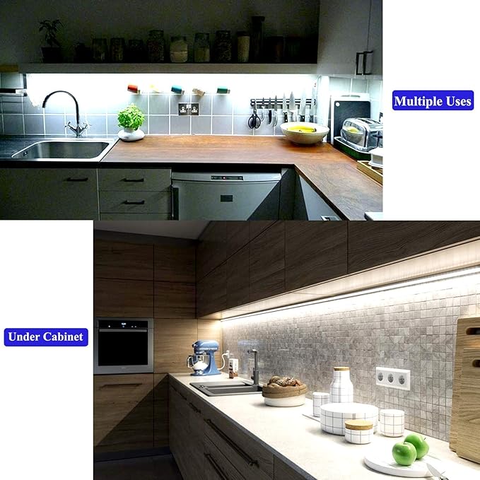 16.4ft White Led Strip Lights, 12V Waterproof Led Strip Lights Flexible Light Strip Indoor for Bedroom, Kitchen, Bathroom(Not Included Power)