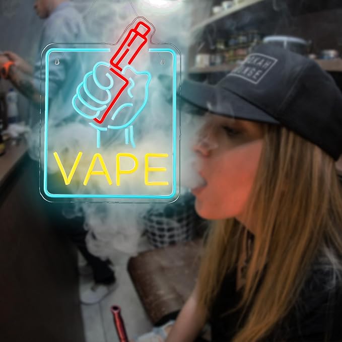 VAPE Neon Sign Led for Business Smoke Shops Neon Light Up Signs Wall Art VapeSmoke Smoking Store USB Powered 15.7"x11.8"