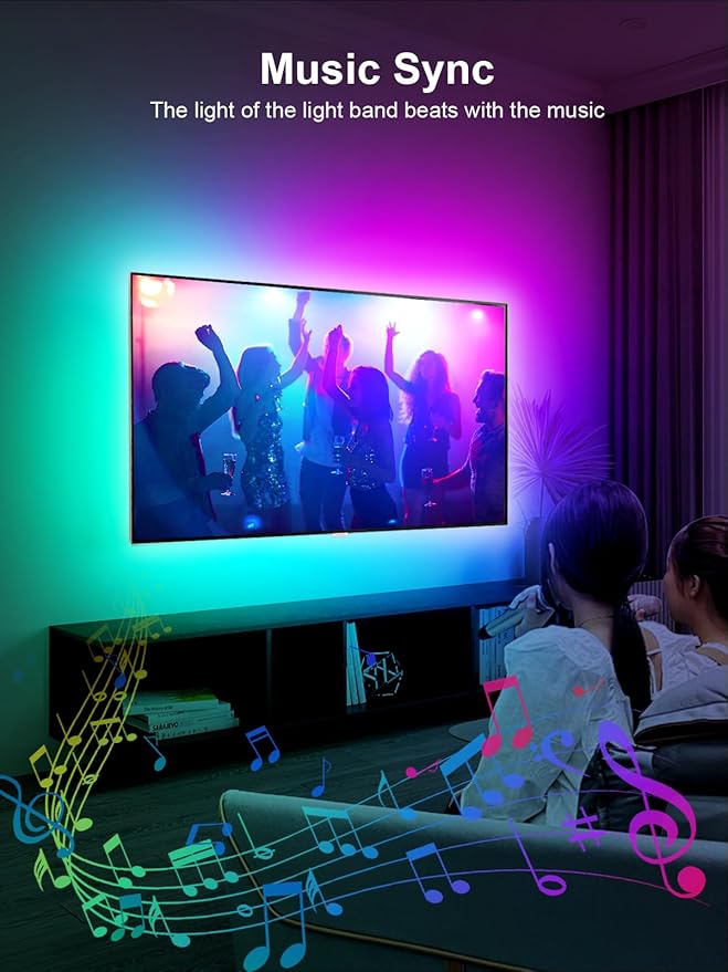 TV Led Lights, 16.4ft TV Lights Strip for 45-75 Inch with Remote, Music Sync Bluetooth APP Control TV Lights Behind USB Powered for Bedroom
