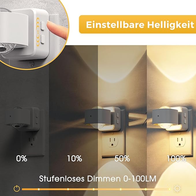 L LOHAS LED Night Lights Plug into Wall, Night Light Projector, Dusk to Dawn Sensor, Rotating White Nightlight for Kids, Soft White Ambient Lighting for Bathroom, Gaming Room, Gifts,2 Pack