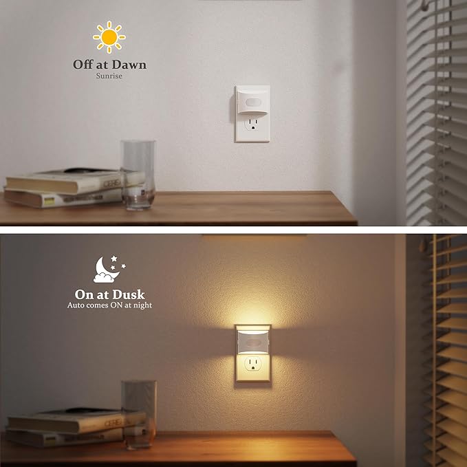 JandCase Motion Sensor Night Light, Night Lights Plug into Wall, Dusk to Dawn Sensor Nightlight with Motion Activated, 30/60/100lm Brightness Dimmable, 3000K Warm White, for Kids Bedroom Hallway