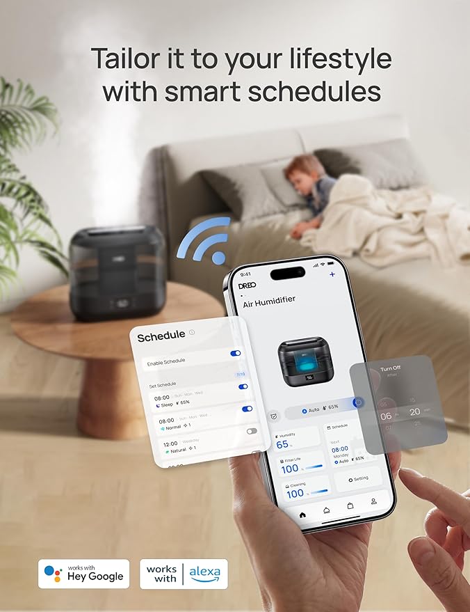 Dreo 4L Smart Humidifiers for Bedroom & Humidifiers for Bedroom