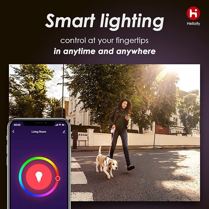 A19 Smart WiFi LED Light Bulbs, RGBCW Multi-Color Changing, Warm to Cool White Dimmable, Compatible with Alexa & Google Home (No Hub), 60W Equivalent E26, RGB+2700K-6500K, 2 Count