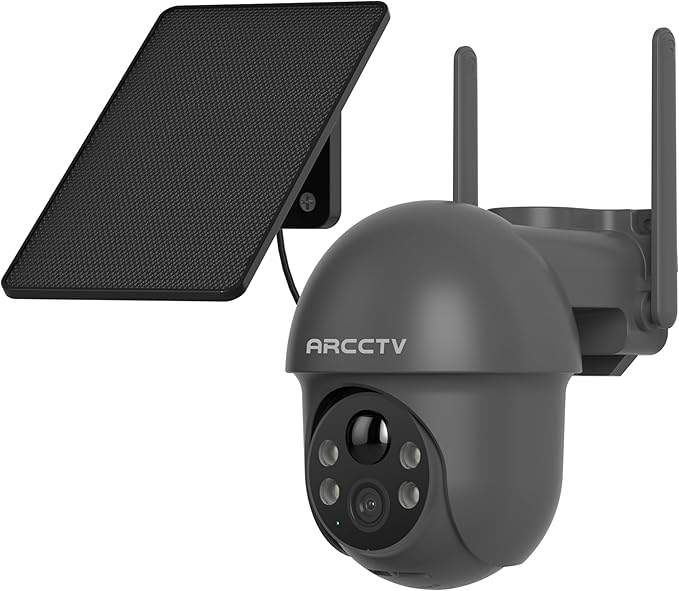 Security Cameras Wireless Outdoor Solar, 4MP 360° View Battery Powered Outdoor Camera, Night Vision with Light, 2-Way Audio, PIR Motion Sensor, 2.4G/5G Dual Band WiFi, SD/Cloud Storage, Grey