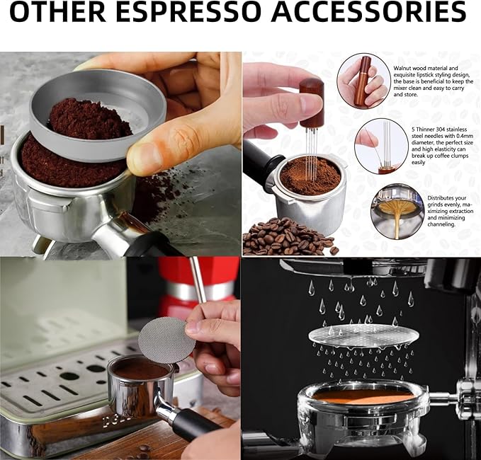 51mm Coffee Espresso Tamper Set - 25PCS Machine Accessories with Tamper, WDT Tool, Stirrer, Frothing Pitcher, Latte Art Pen, Coffee Stencils for Machine, Dosing Funnel, Sifter Sprinkler Powder