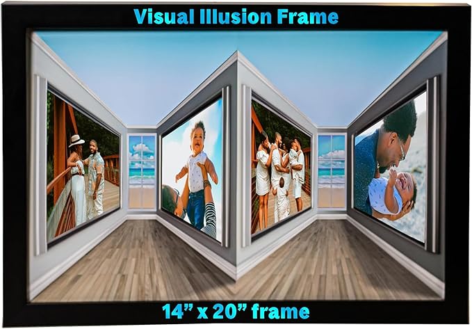 3D Picture Frame with Reverse Perspective Illusion – Premium Wall-Mount Display for 12x18 Photos – Modern Matte Black Gallery Décor And Interactive Motion Effect for Home or Office