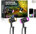 GZBtech Waterproof Landscape Spotlights, 24V RGB+IC+CCT Color Changing Outdoor Pathway Lighting, App&Remote Control Work with Alexa, Aluminum Dimmable LED Spot Light for Garden Yard Decor, 2 Pack