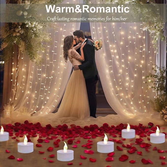 Jialine Remote flameless led Tea Light Candles with Timer,Realistic Flickering tealight Candles with Remote,Safe Decorative Lighting for Christmas,Wedding,Home Decor (Warm White 24 Pack)
