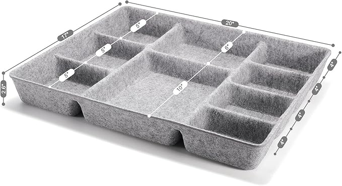 Welaxy Drawer Organizer trays with 9 compartments storage box multi storage purpose for home office desk closet bathroom kitchen (Gray)
