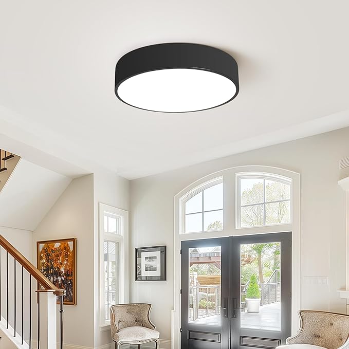 Flush Mount LED Ceiling Light, Dimmable 5CCT Modern Round Close to Ceiling Lighting Fixtures, Minimalist Black Ceiling Lamp,15.8 Inch