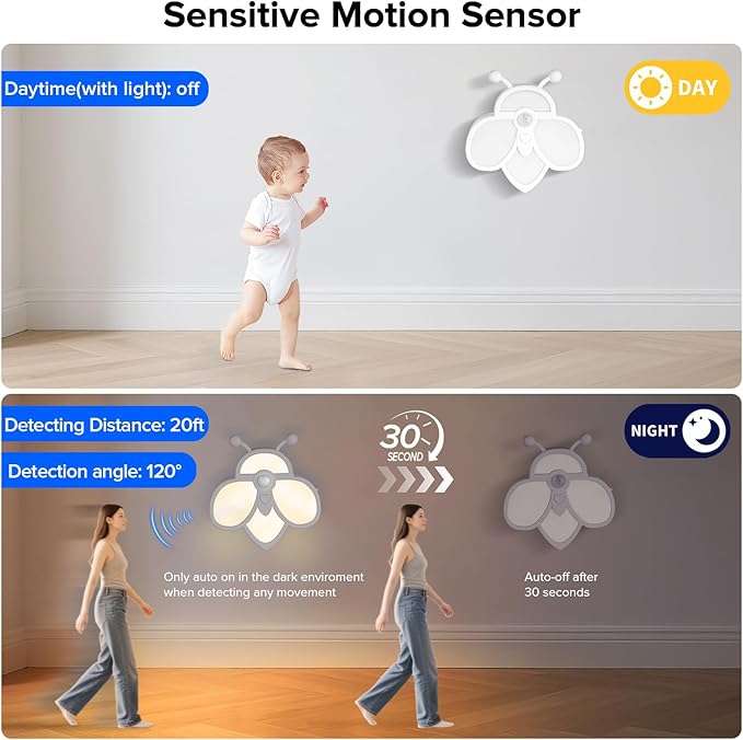 Motion Sensor Stair Lights Indoor - Rechargeable Dimmable RGBW & Warm White Night Light, Magnetic Mount Motion Activated Battery Lamp for Step Hallway Bathroom Cabinet Closet(Yellow, 4 Pack)