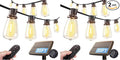 addlon 35FT Solar String Lights Outdoor, IP54 Waterproof Solar Powered with Remote & USB Port, 10+1 LED Shatterproof Bulbs, Dimmable Solar Light Outdoor for Camping Backyard Bistro Porch (Pack of 2)