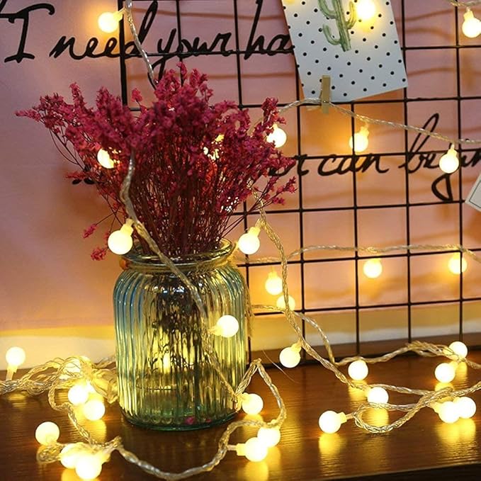 65.6ft Warm White Globe String Lights, 150 LED with 16ft Extended Lead Wire & Remote, 8 Modes, IP44 Waterproof Plug in Linkable Lights for Outdoor Indoor Party Wedding