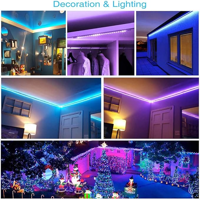 DAYBETTER LED Lights 65.6ft, 5050 RGB Led Strip Lights Flexible Color Changing Remote Control Led Light Strips, 2 Rolls of 32.8ft Led Lights for Bedroom, Living Room, Party Home Decor