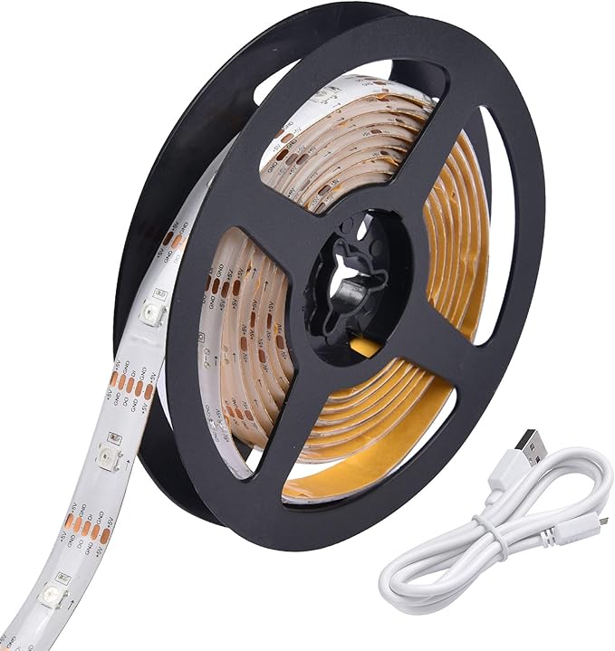 AW 6.6ft LED Strip Light APP Control Music Sync Color Changing Wifi Smart 60 LEDs Ambient Lamp Compatible with Alexa & Google Assistant for Bedroom Gaming Room