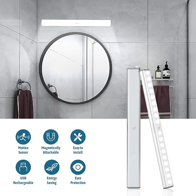 LEPOTEC LED Wall Light,Rechargeable Motion Sensor Wall Sconce,3-Mode Under Cabient Lighting,1700mAh Battery & Type-C Charging,Magnetic Mount for Porch/Hallway/Bedroom