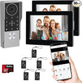 2-Wired key pad Video Intercom System with keypad,doorbell with monitor Dual 7'' Touch Screen, 1080P HD Camera, Passcodes Unlock, Night Vision, Tuya app, Waterproof, for Front Gate Apartment Home