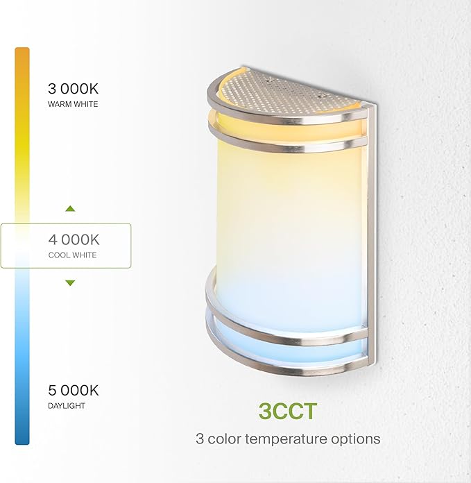 ASD LED Indoor Wall Mount Light Fixture - 8 Inch 15W Modern Interior Nickel Dimmable Wall Sconce Light - ETL 3000K 4000K 5000K Adjustable - Hallway, Bedroom LED Wall Lights, 4 Pack