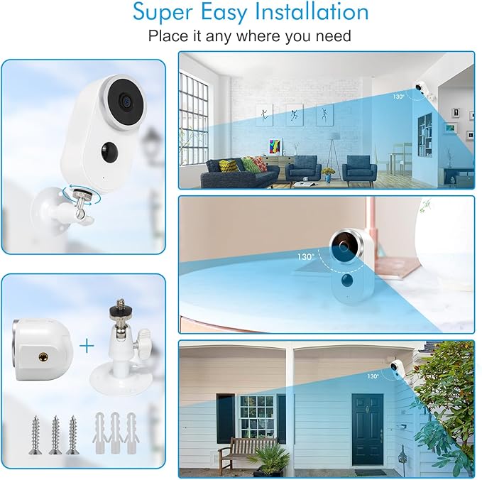 Solar security cameras wireless outdoor, Battery Powered WiFi IP Cameras for Home Security with Night Vision, PIR Motion Detection Alert, 2-way Talk, IP65 Waterproof Live View Dome Surveillance Camera
