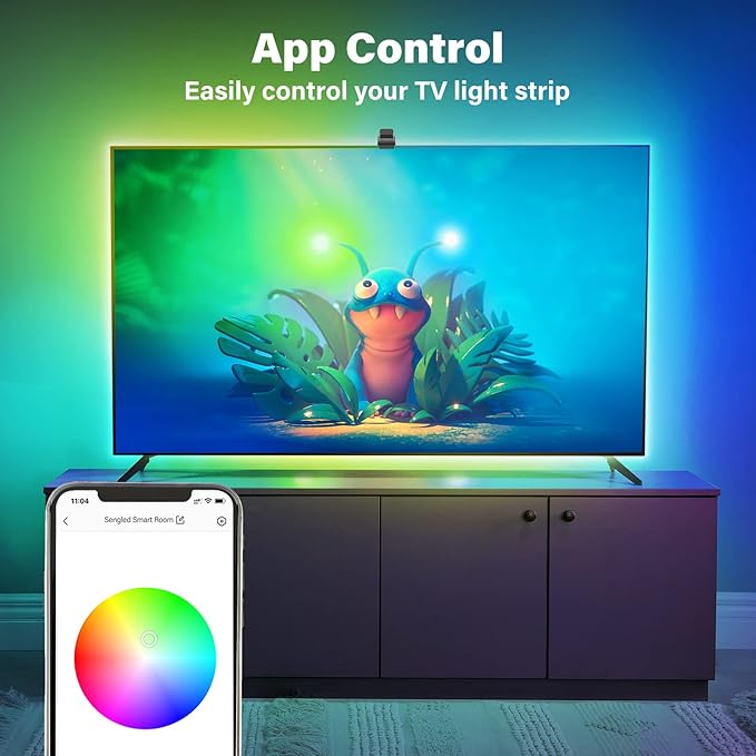 Sengled Ambient TV LED Backlights with Camera, Smart Strip Light for 50-60 inch TVs PC, (TV Sync Supports Off-line) WiFi RGB Lights, Works with Alexa & Google Assistant, App Control, Sengled Vision G2