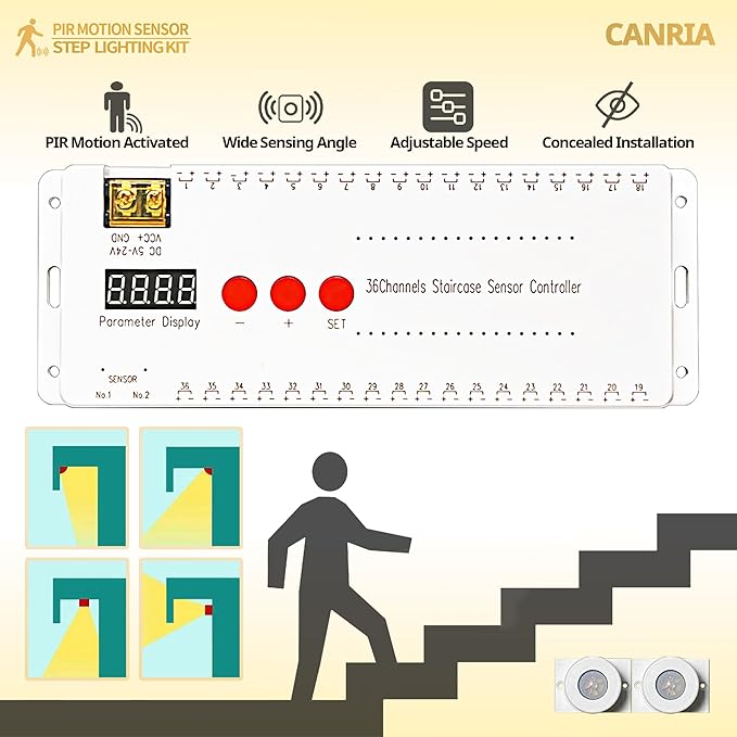 PIR Motion Sensor LED Stair Lights Indoor Outdoor Stairway Step Staircase Lighting Kit with 3000K Warm White COB Flexible LED Linear Light