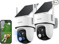 wansview Security Cameras Wireless Outdoor-2K Dual Lens Home Security Cameras, 360° View, Solar Panel Battery Powered, Color Night Vision, PIR Sensor, IP65 Waterproof, Work with Alexa, B7 2P White