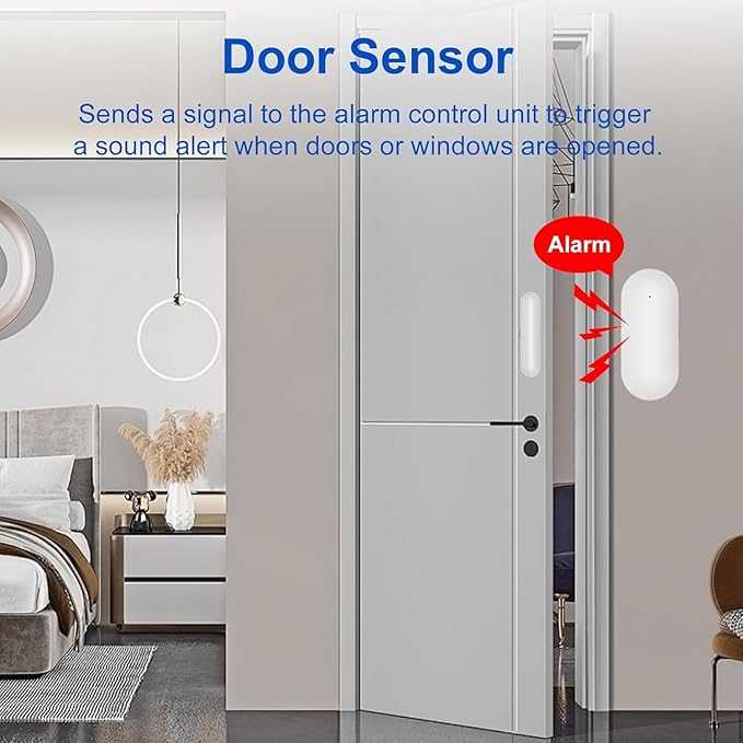 WiFi Wireless Alarm System for Home Security - 24/7 Protection Smart Home Devices 4.3" Touch Screen, GSM/4G+WiFi, App Instant Alerts, No Monthly Fee, Alexa Compatible for Villa, Kids Safety (8 pcs)
