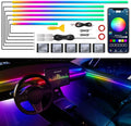 Dreamcolor Acrylic Interior Car LED Strip Light with Wireless APP, RGB 10 in 1 with 175 inches 593 Neon Car Ambient Lighting Kits, Dynamic Chasing Music Sync LEDs Fiber Optic Strip Lights for Car