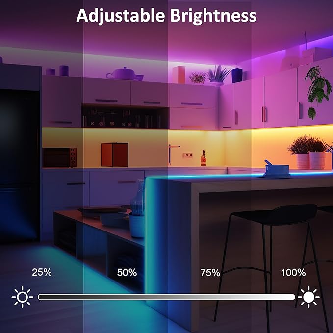 LAFULIT 8 PCS RGB Under Cabinet Lights Kit, App and Remote Control Led Strip Lights, Music Sync Color Changing Led Lights, Plug in Light for Cabinet, Counter, Shelf, Bookcase, 13ft