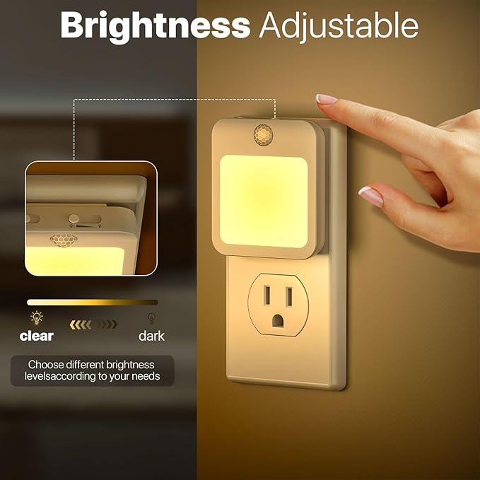 Night Light,Night Lights Plug into Wall,Dimmable LED Motion Sensor Light Indoor,Night Lights for Bedroom,Bathroom,Kitchen,Hallway,Night Light for Kids with Automatically Turn on and Off (1)