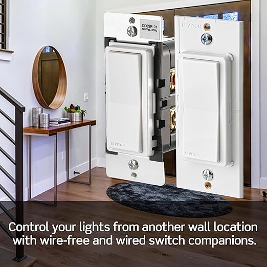 Leviton Decora Smart Switch, Wi-Fi, Works with Matter, Alexa, Google Assistant, Apple Home/Siri & Wired or Wirefree 3-Way, Neutral Wire Required, D315S-1RW, White