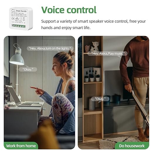 VIPMOON WiFi Smart Light Switch, Mini Smart Breaker Module, APP/Voice Remote Control, Compatible with Alexa, Google Home, Tuya/Smart Life (1/2 Way, AC 100-240V)
