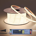 24V COB LED Strip Lights Outdoor Waterproof 65.6FT, 4000K Natural White Dimmable IP67 CRI 93 LED Rope Light with Power Supply for Bedroom Living Room Garden Commercial House