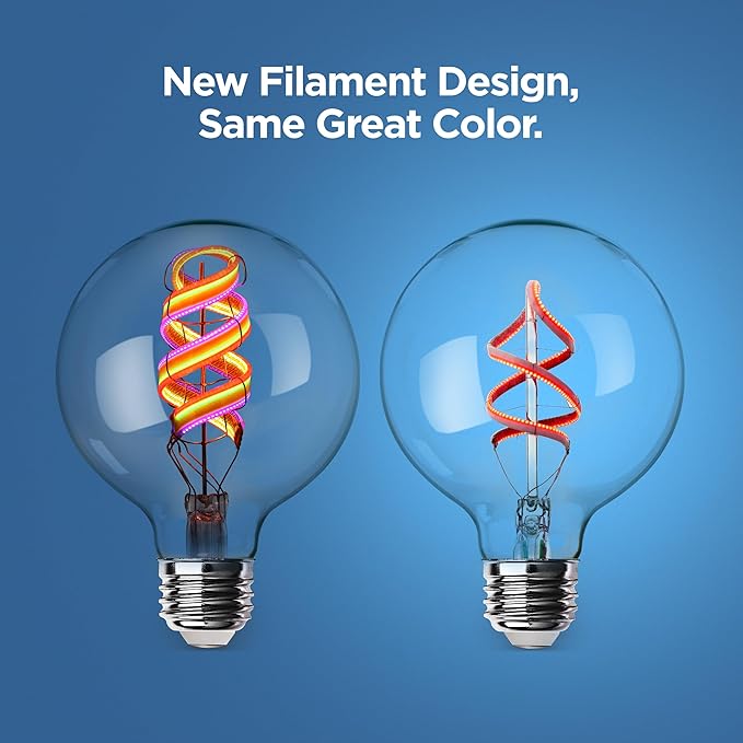 Feit Electric 60 Watt Equivalent Smart Filament Globe Bulb, Spiral Filament WiFi Dimmable, Works with Alexa and Google Assistant No Hub Required, G30 Vanity LED Smart Light Bulb G3060/RGBW/FIL/AG