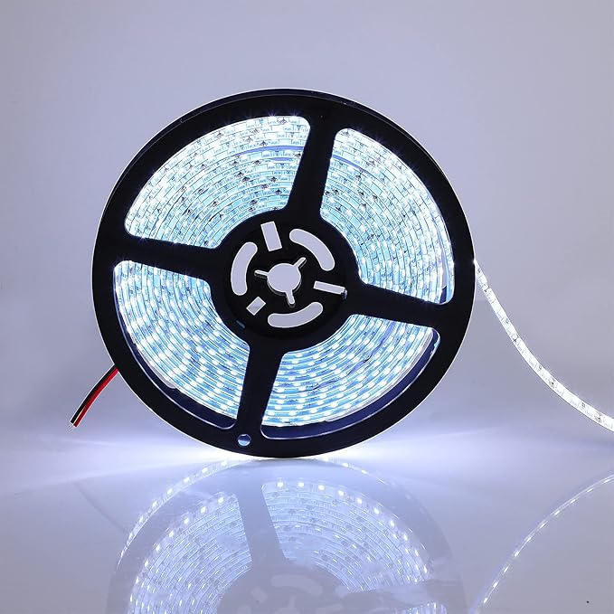 SUPERNIGHT 600 LEDs Light Strip Waterproof, 16.4FT Daylight White LED Rope Lighting Flexible Tape Decorate for Bedroom Boat Car Christmas TV Backlighting Holidays Party